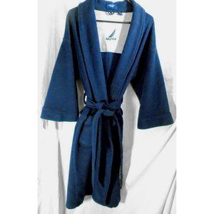 Nautica Sleepwear Robe Men's One Size Bathrobe Navy Blue Fits All includes belt
